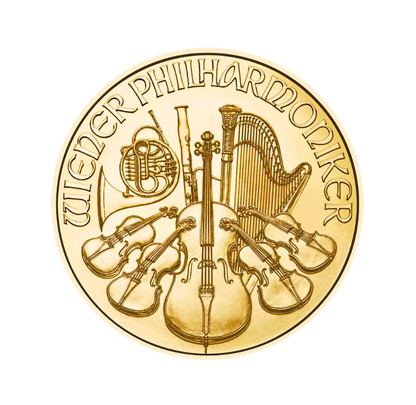 Investičná zlatá minca Wiener Philharmoniker 1 unca (31,1g) - líce, Münze Österreich