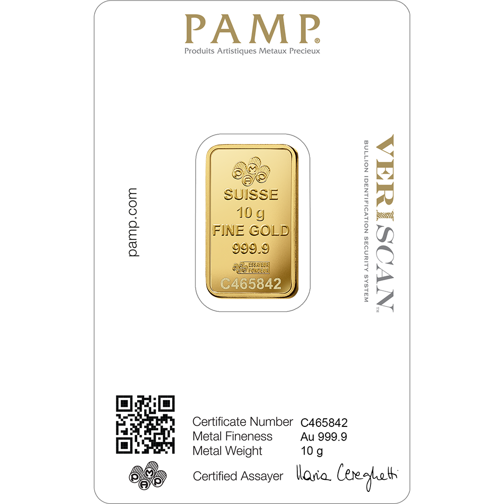 PAMP Fortuna 10g investičná zlatá tehlička - líce