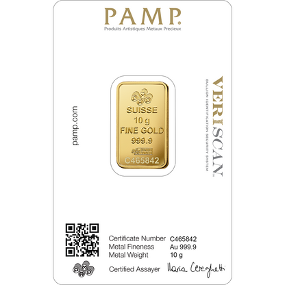 PAMP Fortuna 10g investičná zlatá tehlička - líce