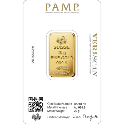 PAMP Fortuna 20g investičná zlatá tehlička - líce