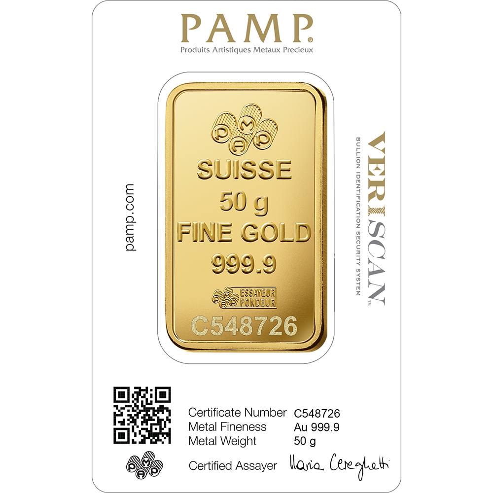 PAMP Fortuna 50g investičná zlatá tehlička - líce