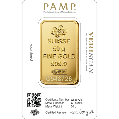 PAMP Fortuna 50g investičná zlatá tehlička - líce