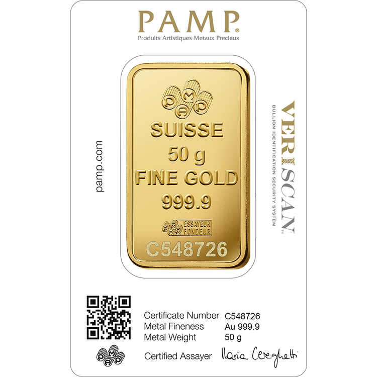 PAMP Fortuna 50g investičná zlatá tehlička - líce