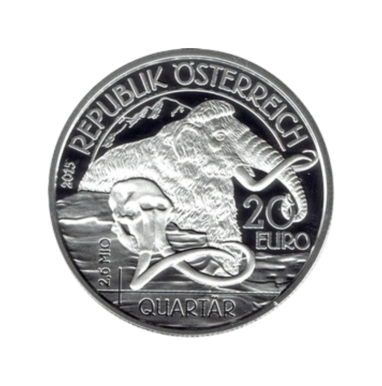 20 Euro Strieborná minca Kvartér – Život na Zemi
