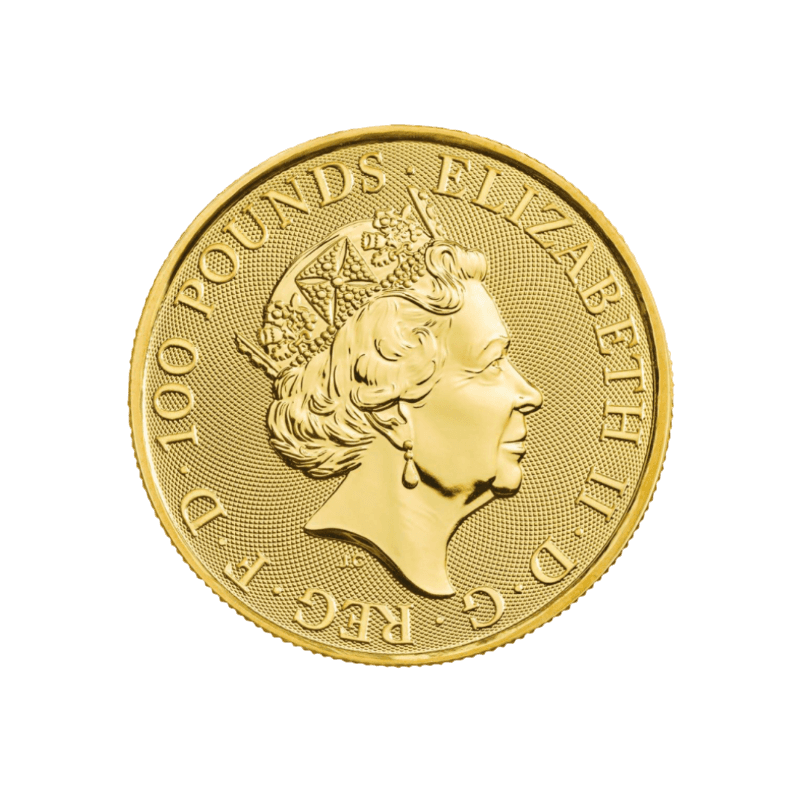 Zlatá investičná minca Queen's Beasts White Greyhound 2021 1 Unca (31,1g) 