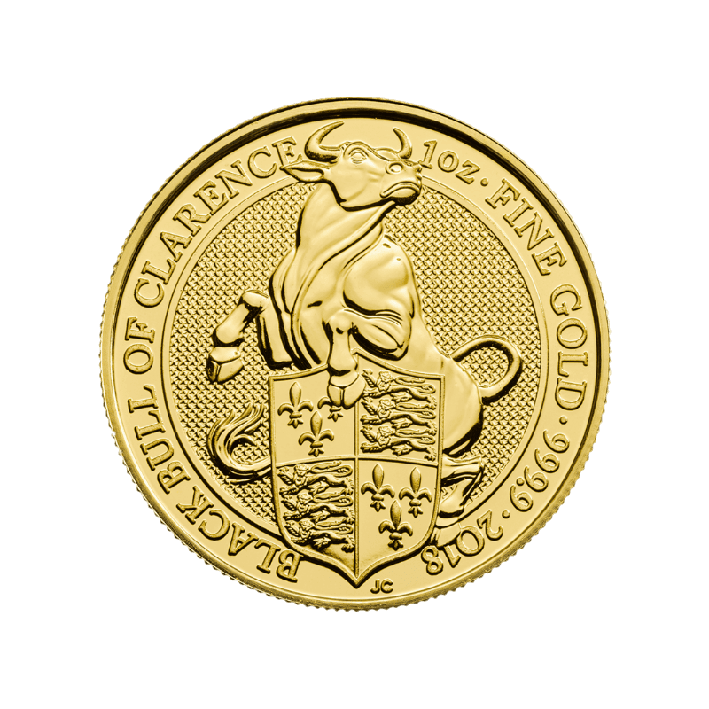 Zlatá investičná minca Queen's Beasts Black Bull 1 Unca (31,1g) 