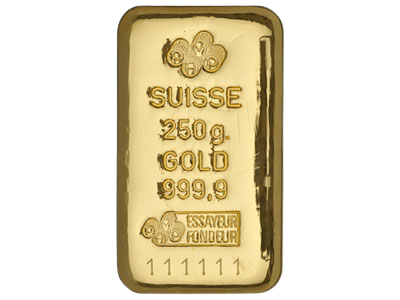250g PAMP Švajčiarsko investičná zlatá tehlička