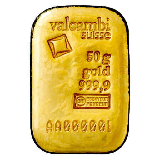 50g Valcambi Švajčiarsko Investičná zlatá tehlička (liata)