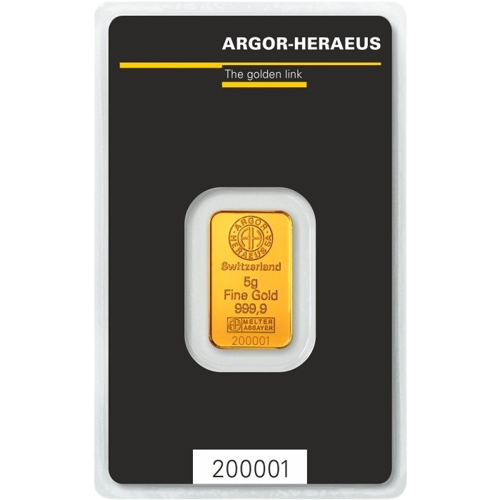 5g Argor Heraeus SA Švajčiarsko Kinebar Investičná zlatá tehlička