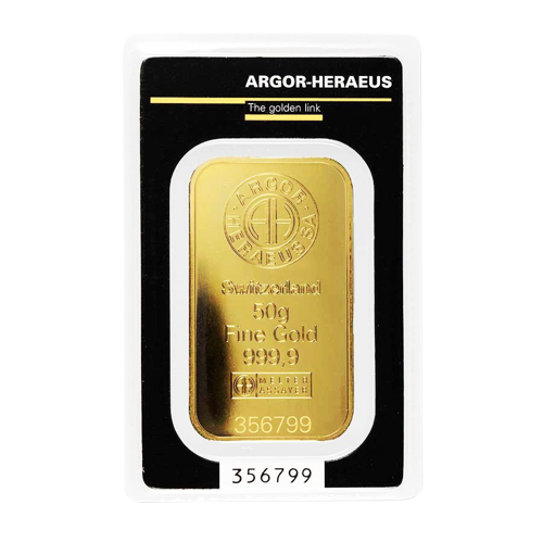 50g Argor Heraeus SA Švajčiarsko Investičná zlatá tehlička