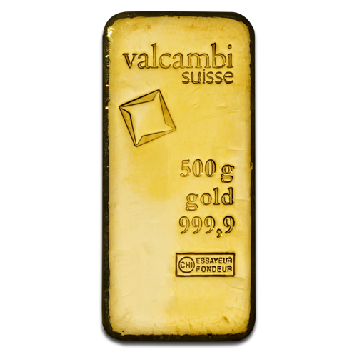 500g Valcambi Švajčiarsko Investičná zlatá tehlička (liata)