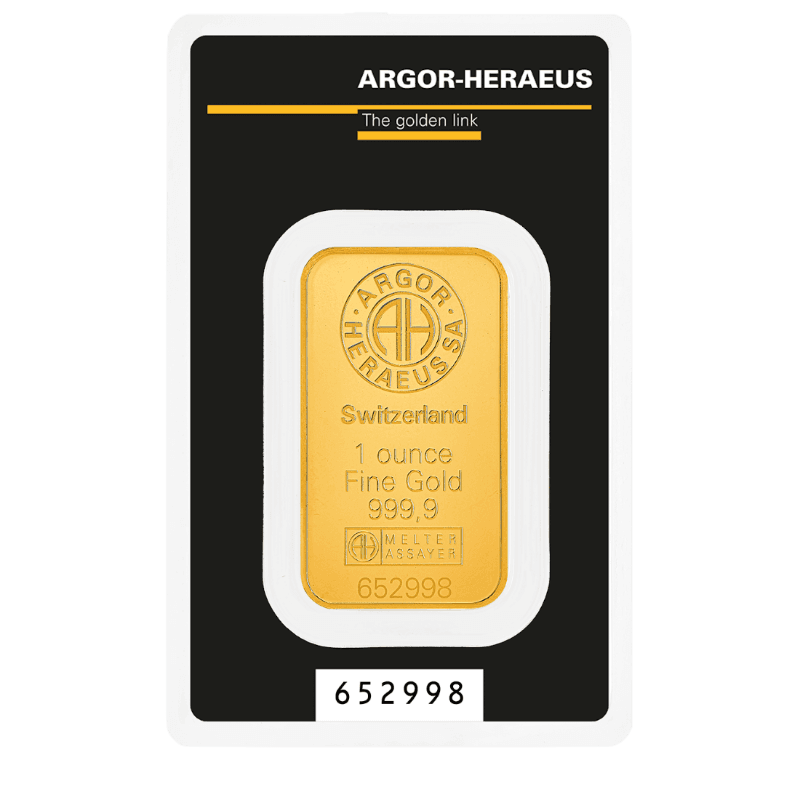Investičná zlatá tehlička Argor Heraeus 1 Unca (31,1g)