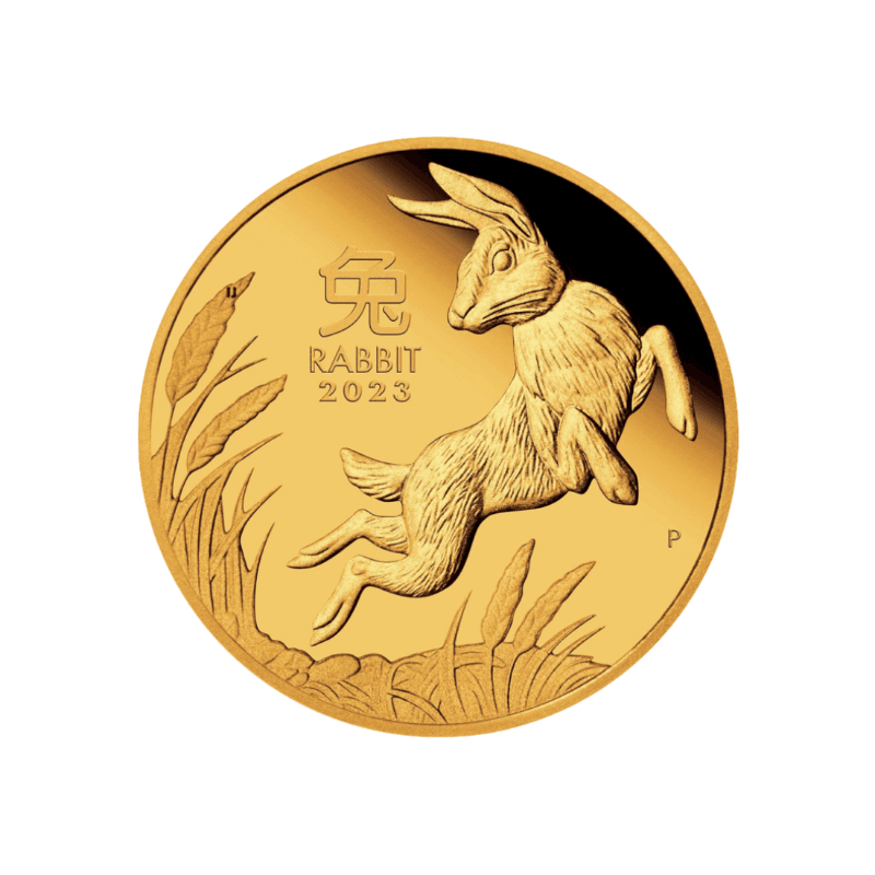 Zlatá investičná minca Rok Zajaca Lunárna Séria 2023 1 Unca (31,1g) 