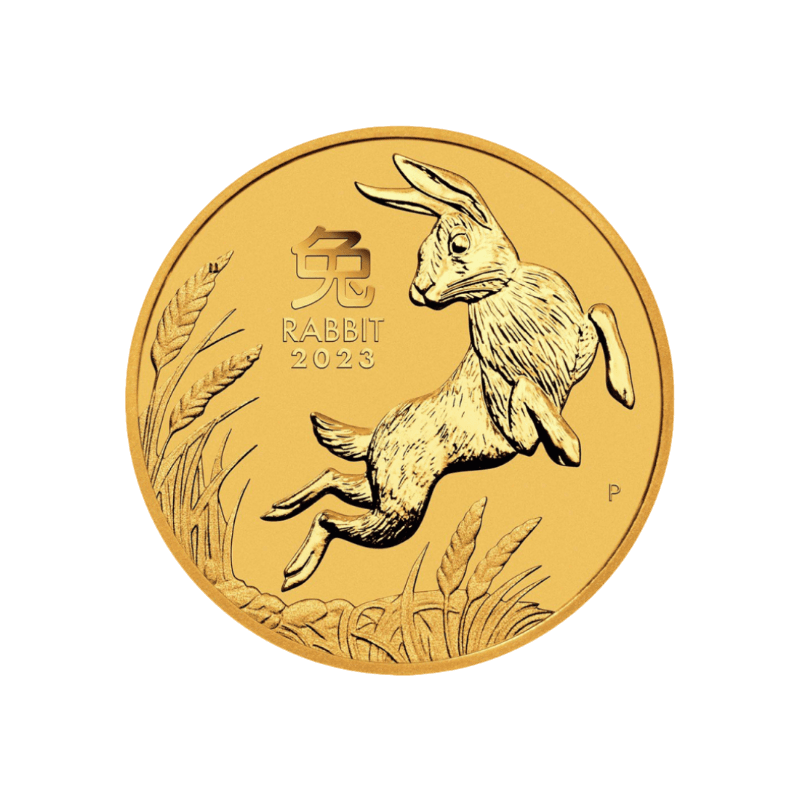 Zlatá investičná minca Rok Zajaca Lunárna Séria 2023 1/2 Unce 