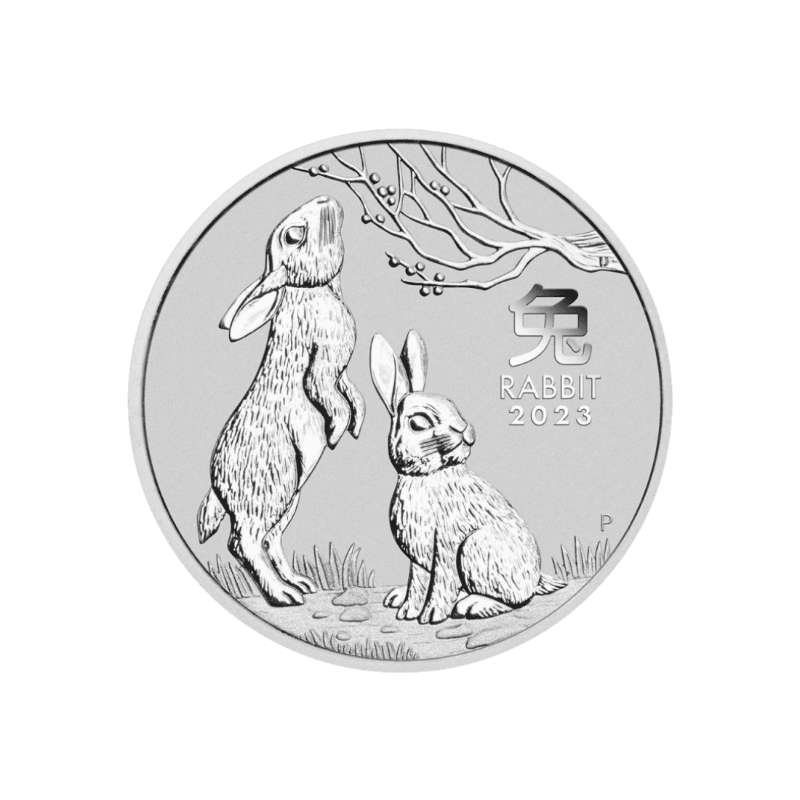 Strieborná investičná minca Rok Zajaca Lunárna Séria 2023 5 Uncí (155,5g) 